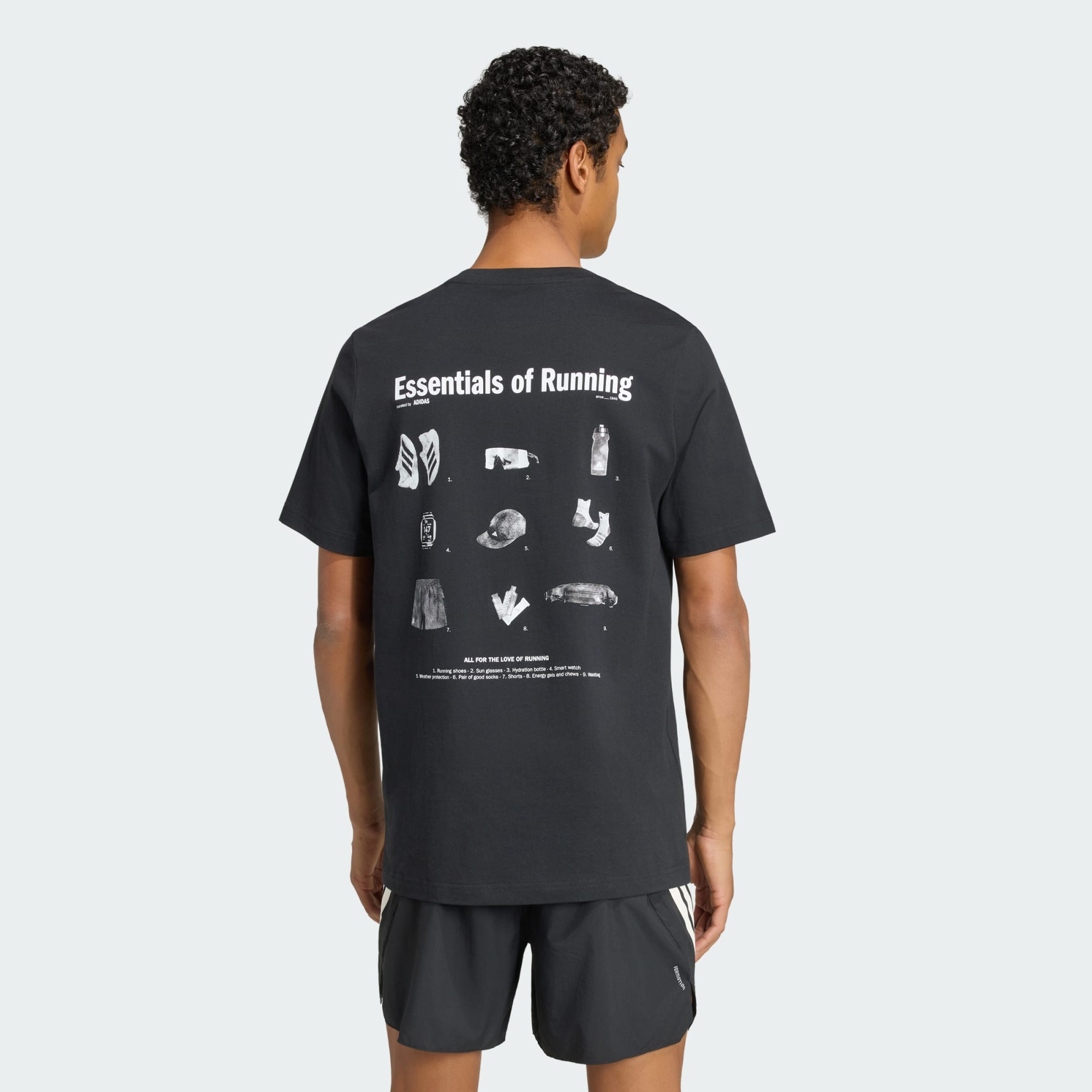 Adidas Camiseta M Run Ess G T — Preto - .
