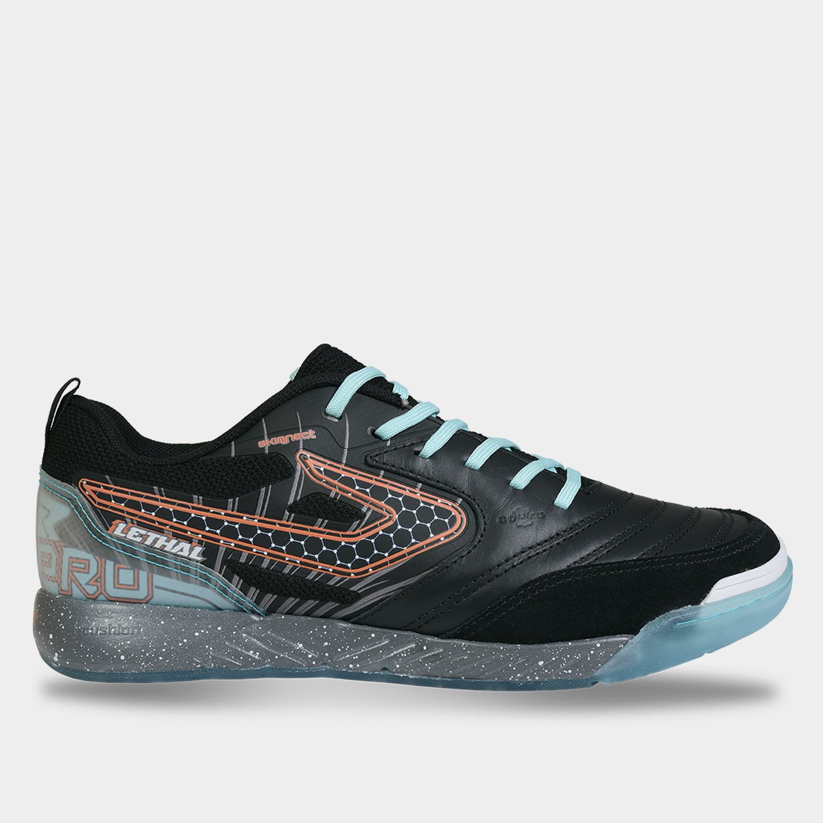 Topper Chuteira Lethal Grafeno Futsal — Preto/Laranja/Azul - .