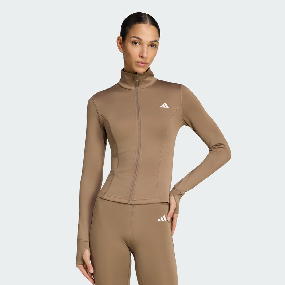 Adidas Jaqueta We Zp Thru Jkt — Marrom - .