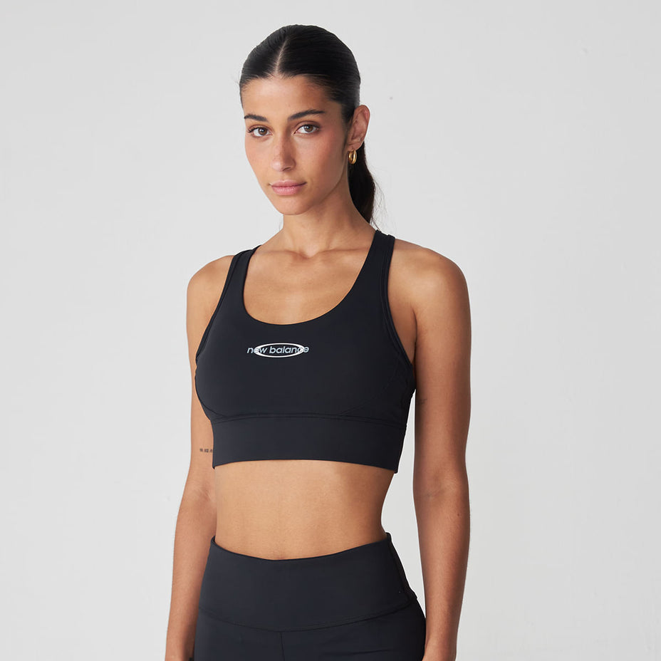 New Balance Top Fem.Graphic Sports Bra — Preto - BK