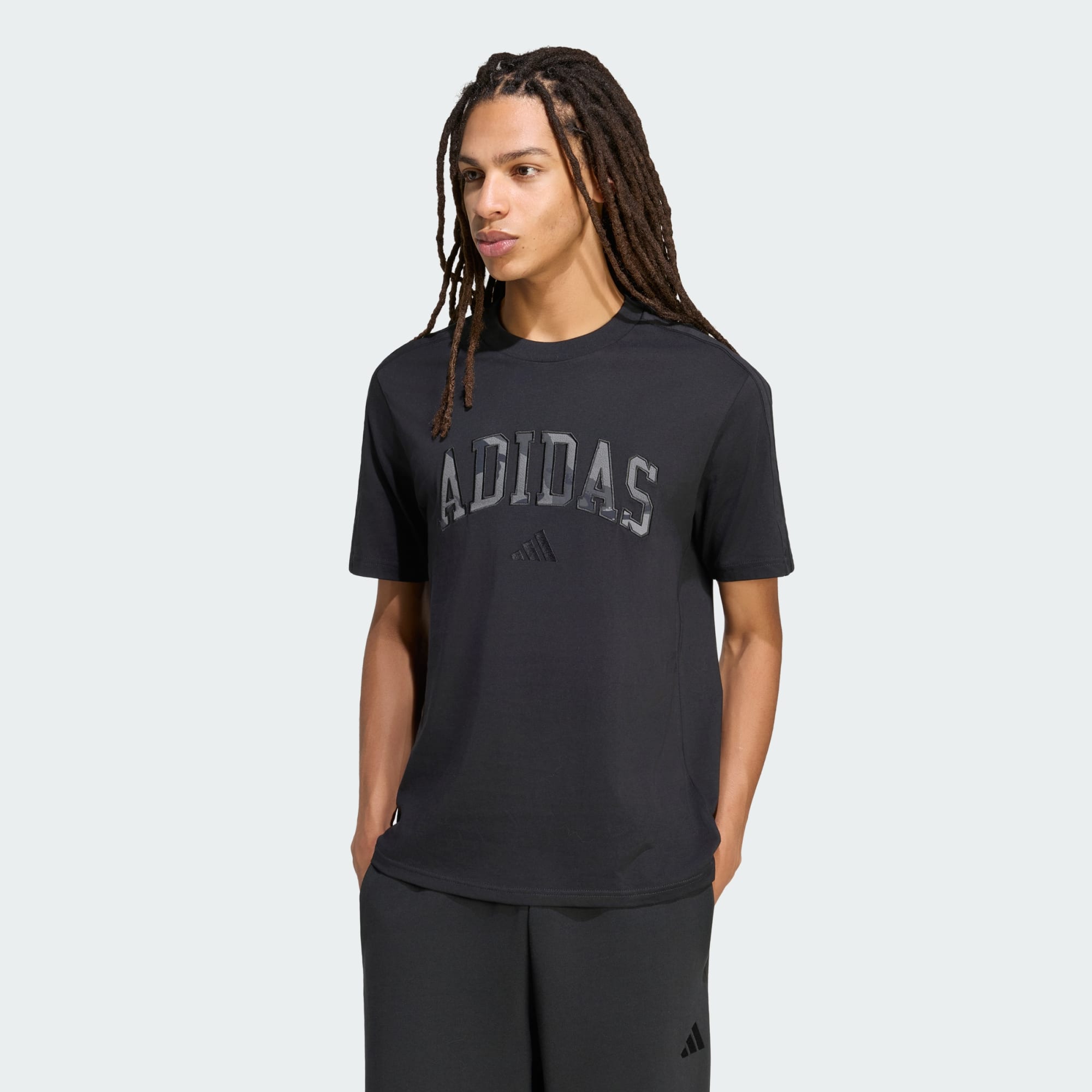 Adidas Camiseta M Camo Print Te — Preto - .