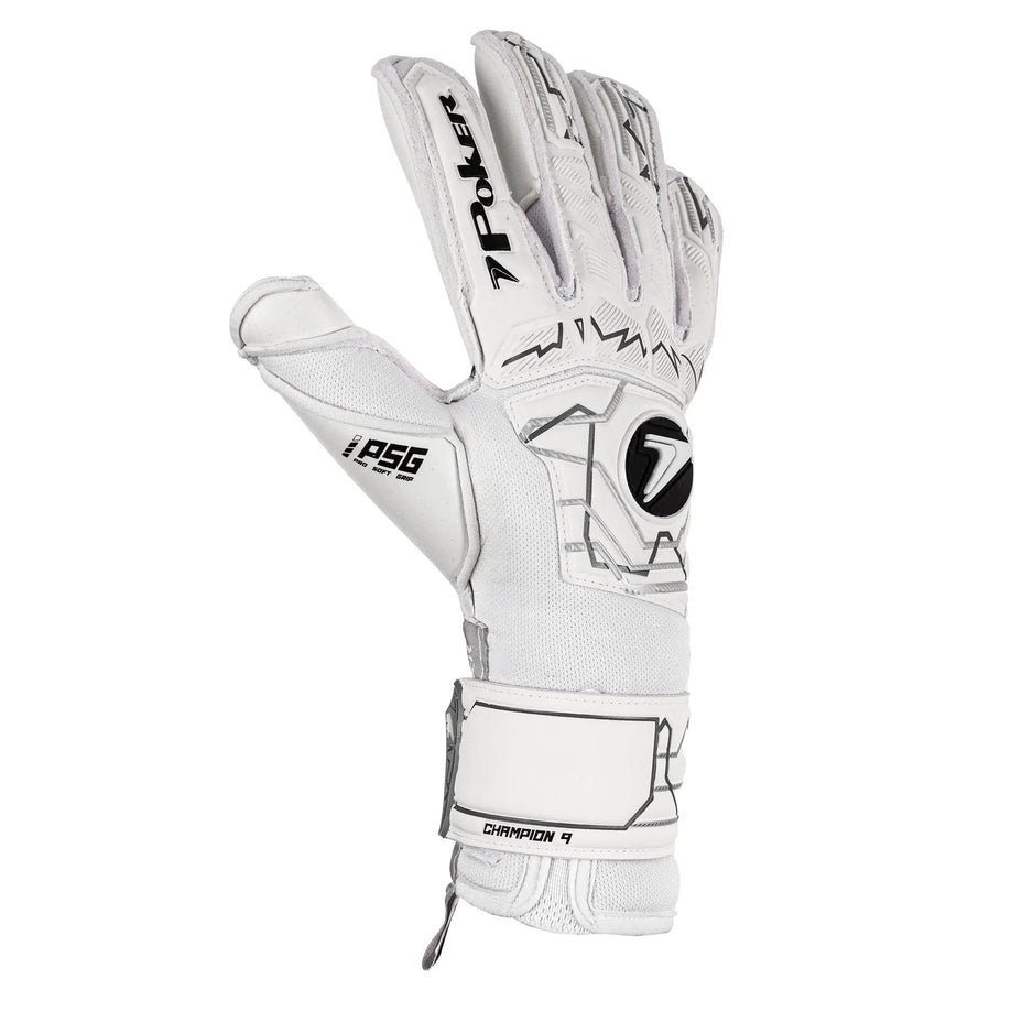 Poker Luva Goleiro Profissional Champion 9 — Branco Preto Cinza - BPRCZ