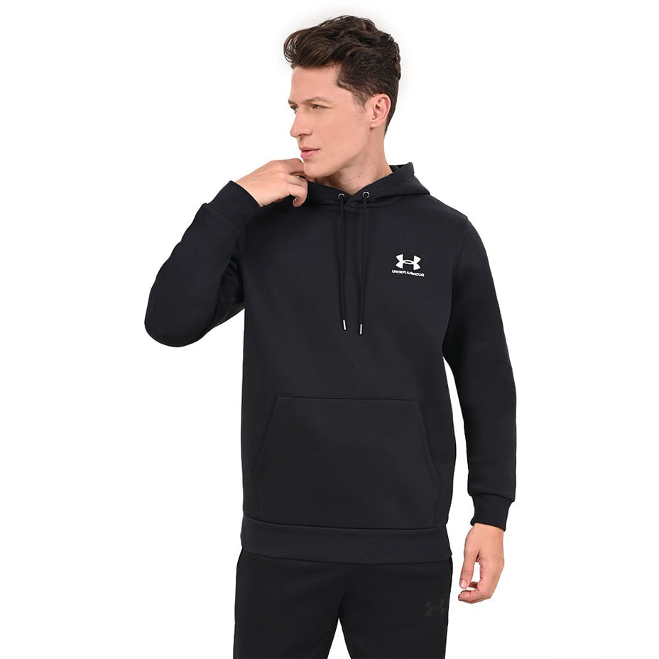 Under Armour Moletom Essential Fleece Hoodie — Preto/Branco - BLKWHT