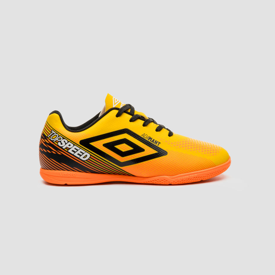 Umbro Chuteira Futsal Adamant Top Speed Jr — Amarelo/Preto/Laranja Flúor - 616