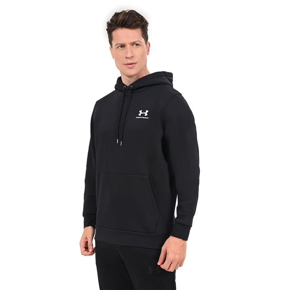 Under Armour Moletom Essential Fleece Hoodie — Preto/Branco - BLKWHT