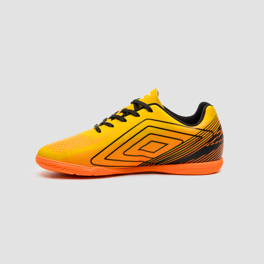 Umbro Chuteira Futsal Adamant Top Speed Jr — Amarelo/Preto/Laranja Flúor - 616