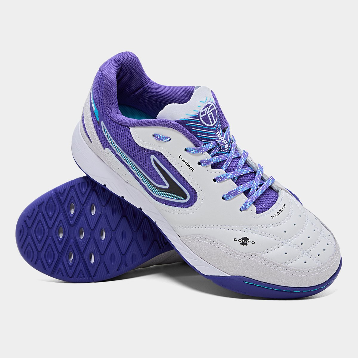 Topper Chuteira Dominator Pro Vi Futsal — Branco/Roxo/Azul - .