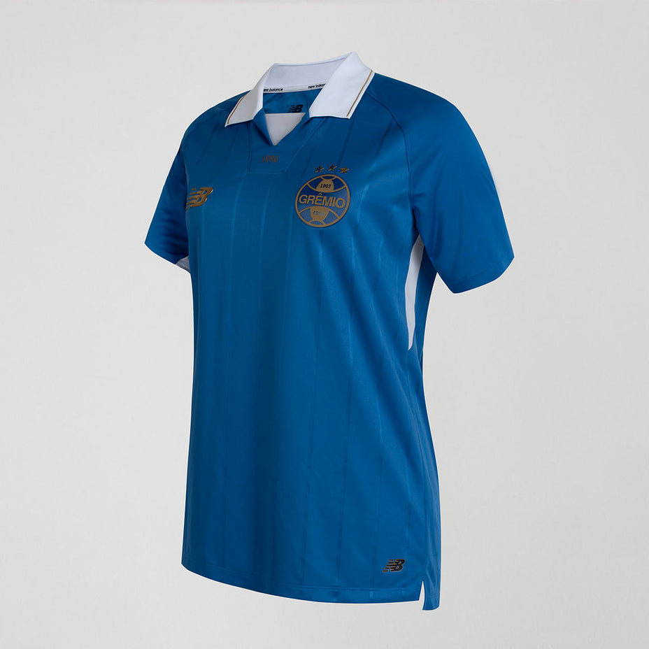 New Balance Camisa Feminina Comemorativa Gremio — Azul/Branco/Dourado - ABD