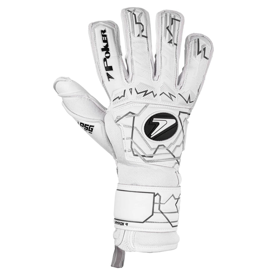 Poker Luva Goleiro Profissional Champion 9 — Branco Preto Cinza - BPRCZ