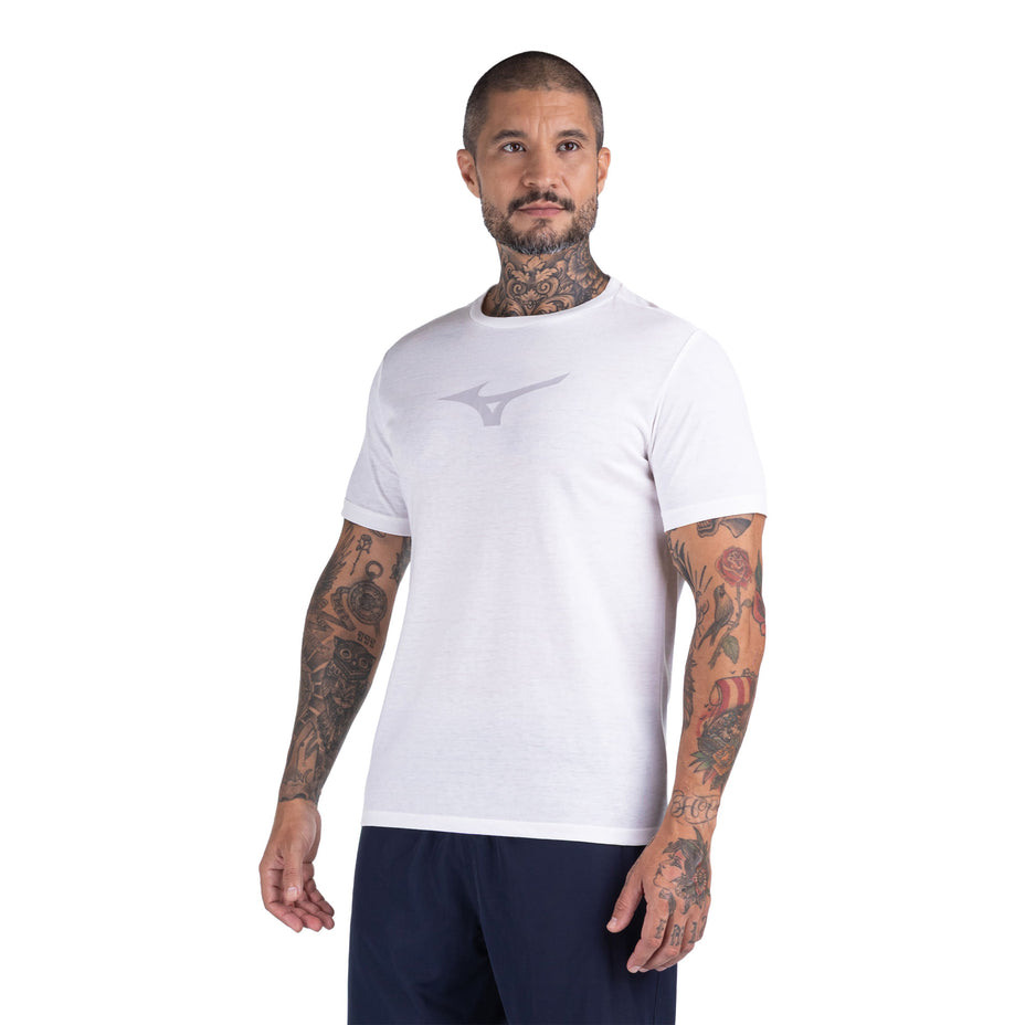 Mizuno T-Shirt Miz Lifestylem — Mescla Branco/Cinza Claro - MEBCZC