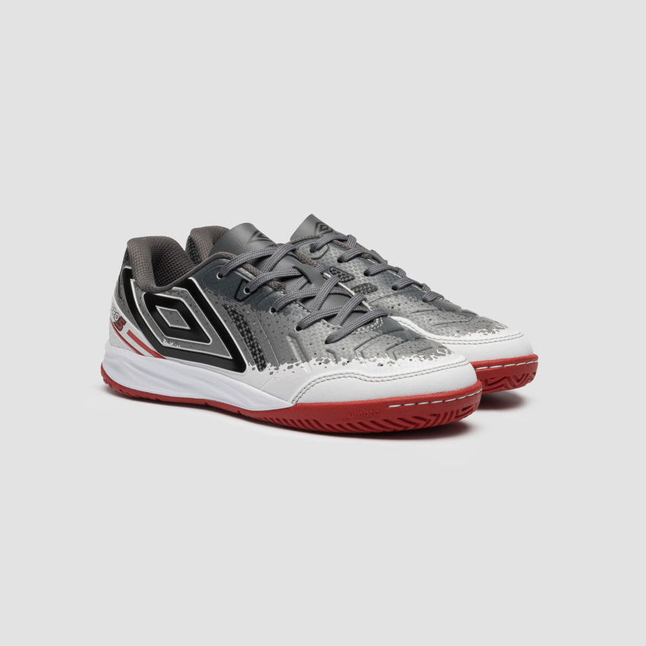 Umbro Chuteira Indoor Pro 5 Jr Shark — Branco/Grafite/Vermelho - 284
