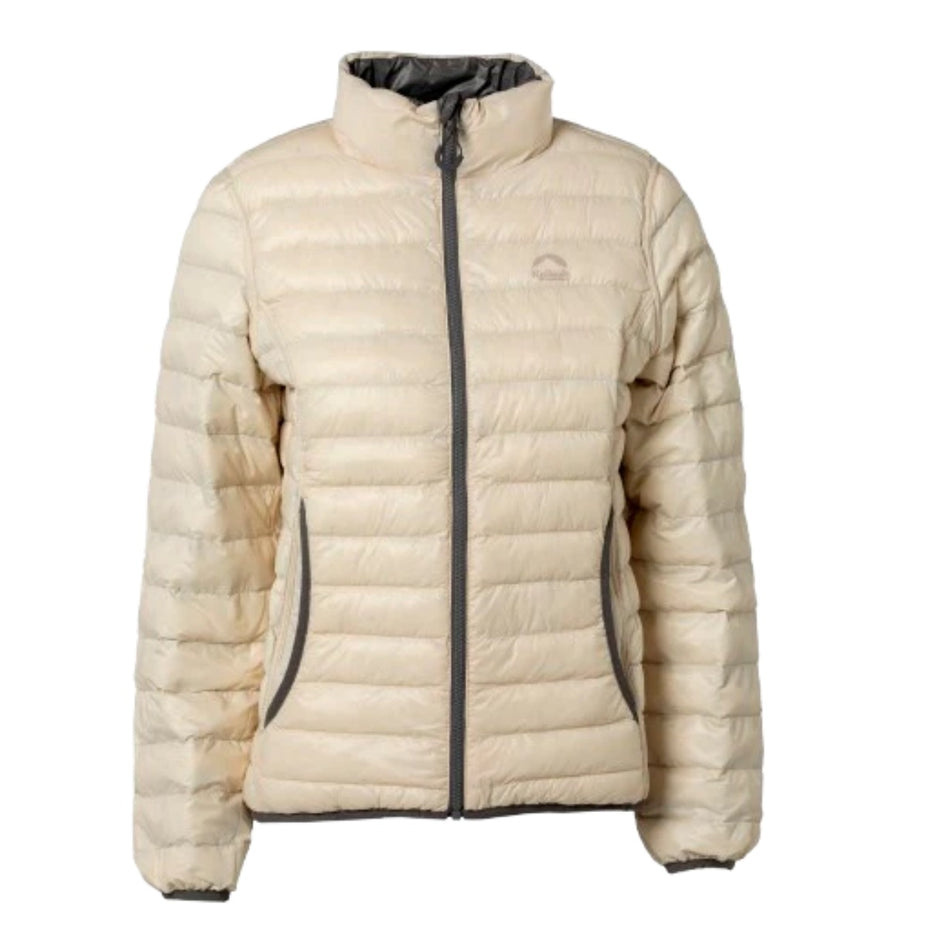 Kailash Jaqueta Puffer Fem. Dupla Face Pluma De Ganso — Chumbo/Off White - .