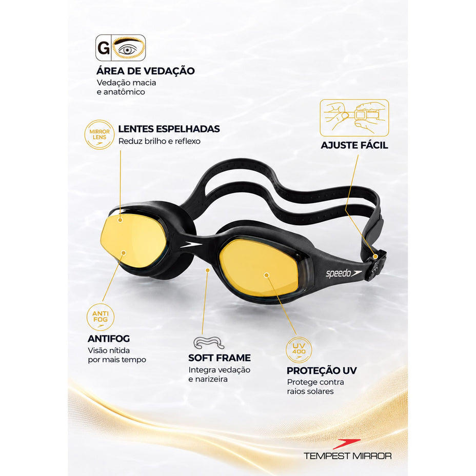 Speedo Oculos Tempest Mirror — Preto Espelhado - 180829