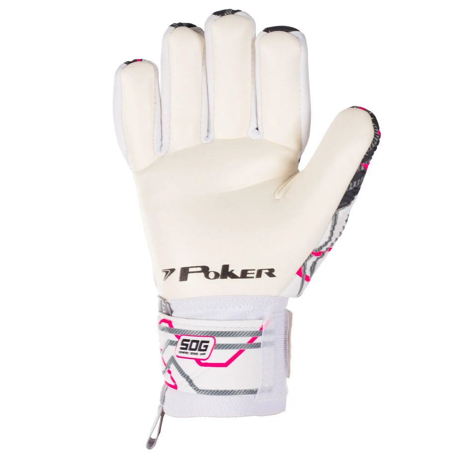 Poker Luva Goleiro Semi Pro Champion 9 — Branco/Preto/Rosa - BCR
