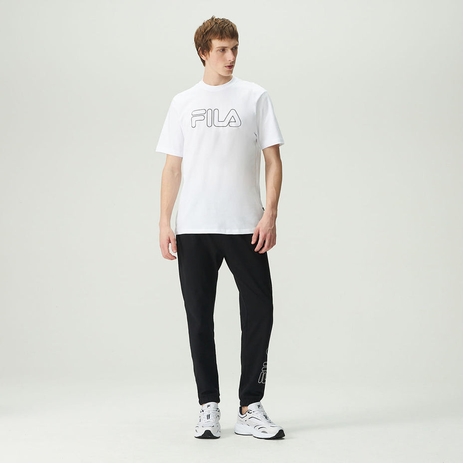 Fila Camiseta Masc. Regular Letter Outline — Branco/Branco/Preto - 3152