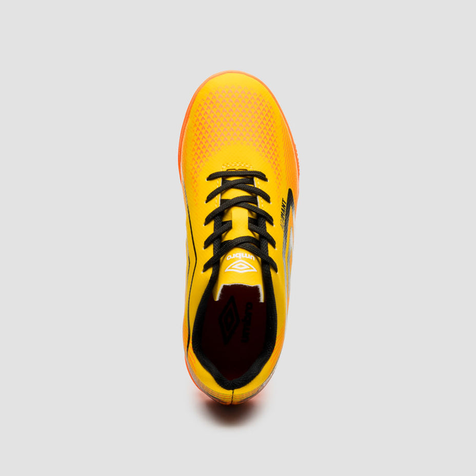 Umbro Chuteira Futsal Adamant Top Speed Jr — Amarelo/Preto/Laranja Flúor - 616