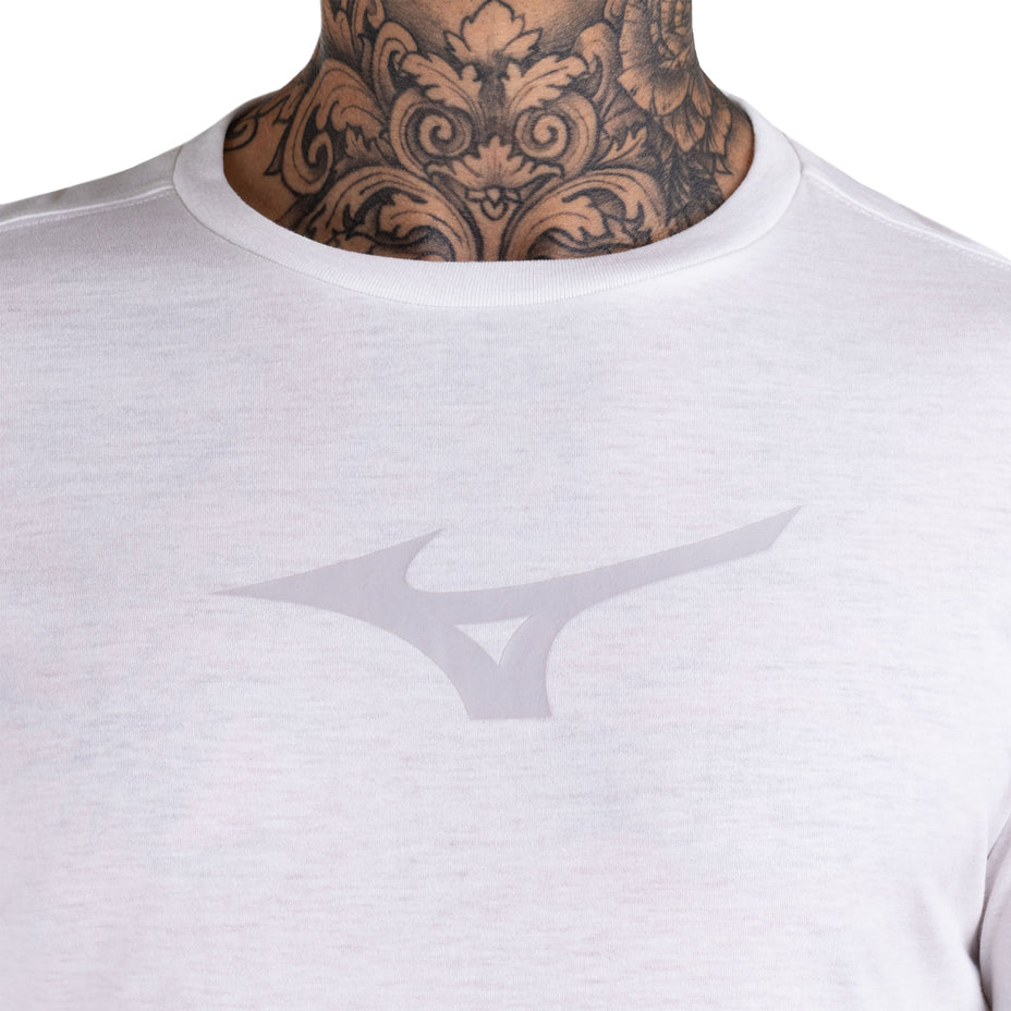 Mizuno T-Shirt Miz Lifestylem — Mescla Branco/Cinza Claro - MEBCZC