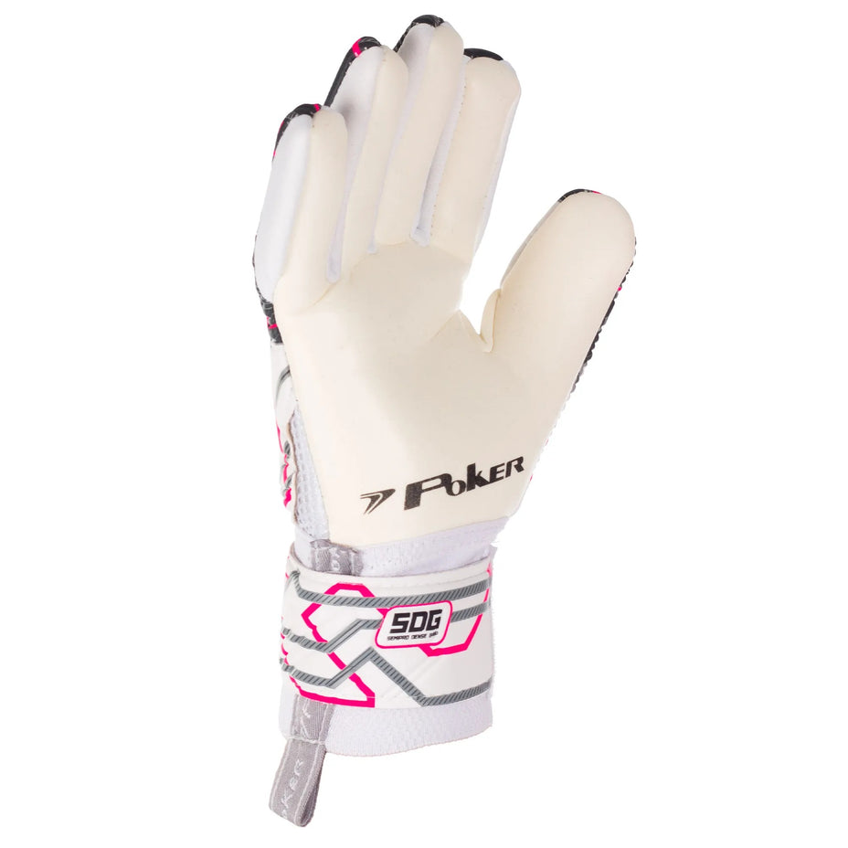 Poker Luva Goleiro Semi Pro Champion 9 — Branco/Preto/Rosa - BCR