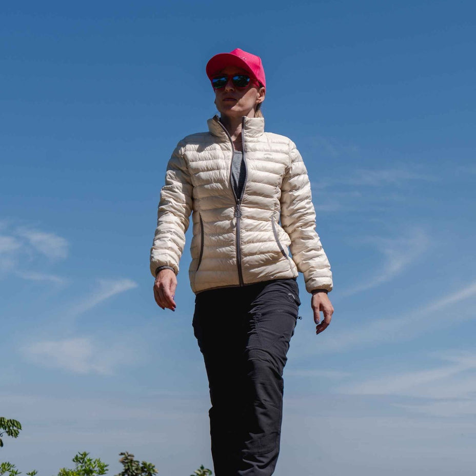 Kailash Jaqueta Puffer Fem. Dupla Face Pluma De Ganso — Chumbo/Off White - .