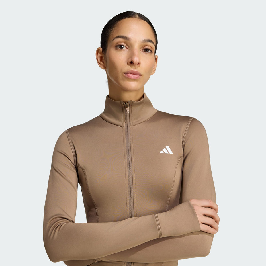 Adidas Jaqueta We Zp Thru Jkt — Marrom - .