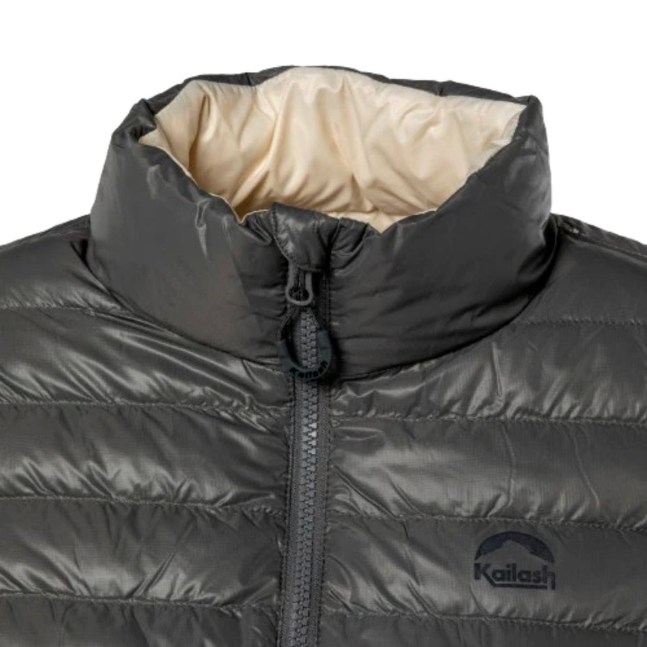 Kailash Jaqueta Puffer Fem. Dupla Face Pluma De Ganso — Chumbo/Off White - .