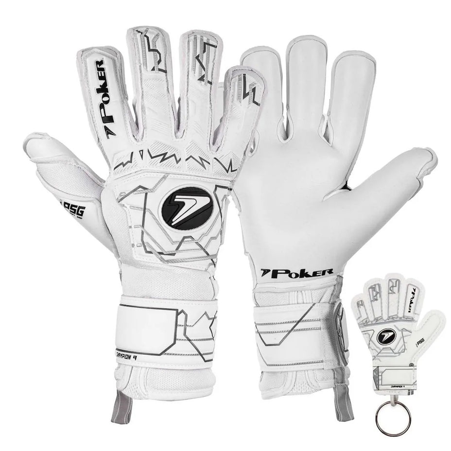 Poker Luva Goleiro Profissional Champion 9 — Branco Preto Cinza - BPRCZ