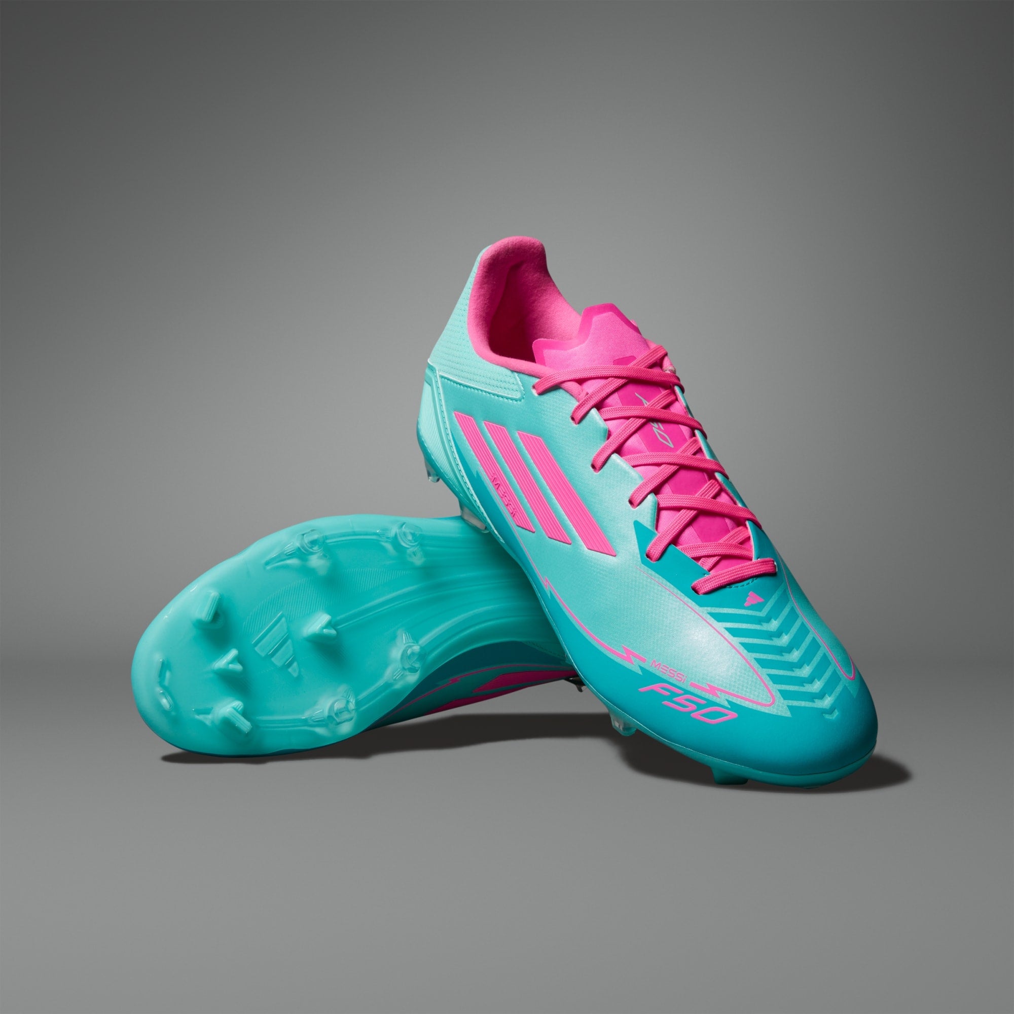 Chuteira Adidas F50 League Messi Firm/Multi Ground Ih0928 — Azul/Rosa